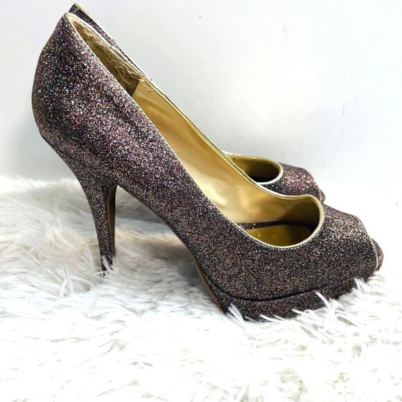 Steve Madden Kelle Rainbow Glitter Platform Heels Size 9 - Picture 1 of 9